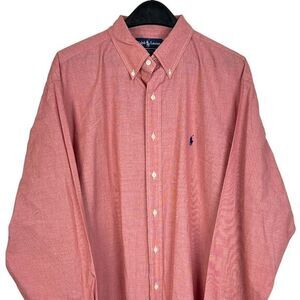 Ralph Lauren Men's 17 34/35 (2XL) Relaxed‎ Red Check Button Down Light Cotton